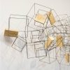 Wire Cube Sculpture W/ Gilded Wood Blocks