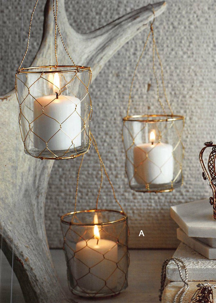 Wire-Wrapped Hanging Votive Holder – Set Of 12