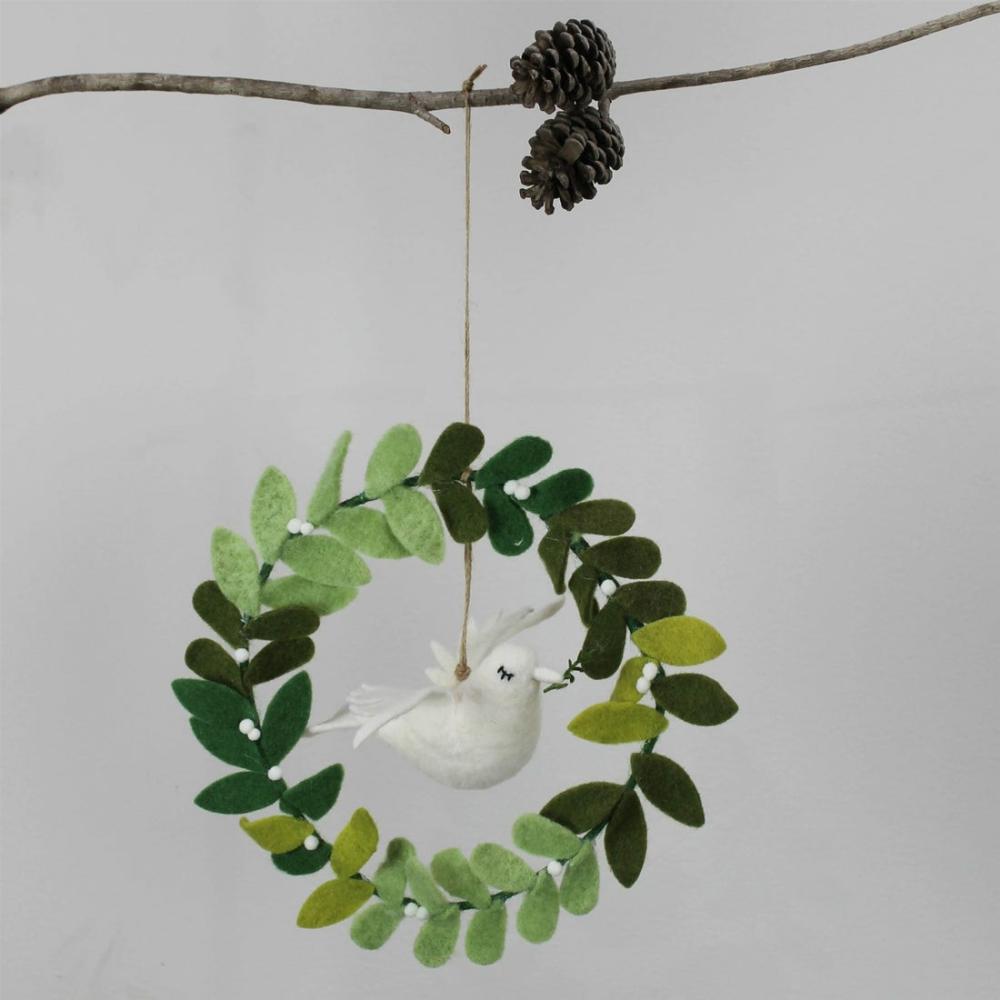 Wreath With Dove, Felt Set Of 2