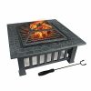 32″ Gray Square Charcoal Or Wood Burning Fire Pit With Cover