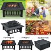 32″ Gray Square Charcoal Or Wood Burning Fire Pit With Cover