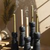 Black Clay Taper Holders Set Of 5