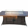 Brown Wicker Outdoor Patio Gas Fire Pit Table