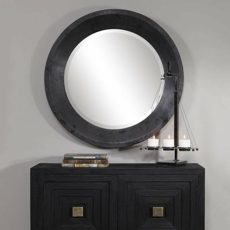 Frazier Round Industrial Mirror