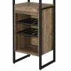 Industrial Wood And Metal Wine Rack With 3 Compartments, Brown And Black