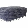 Navy Blue Patterned Rectangle Pouf