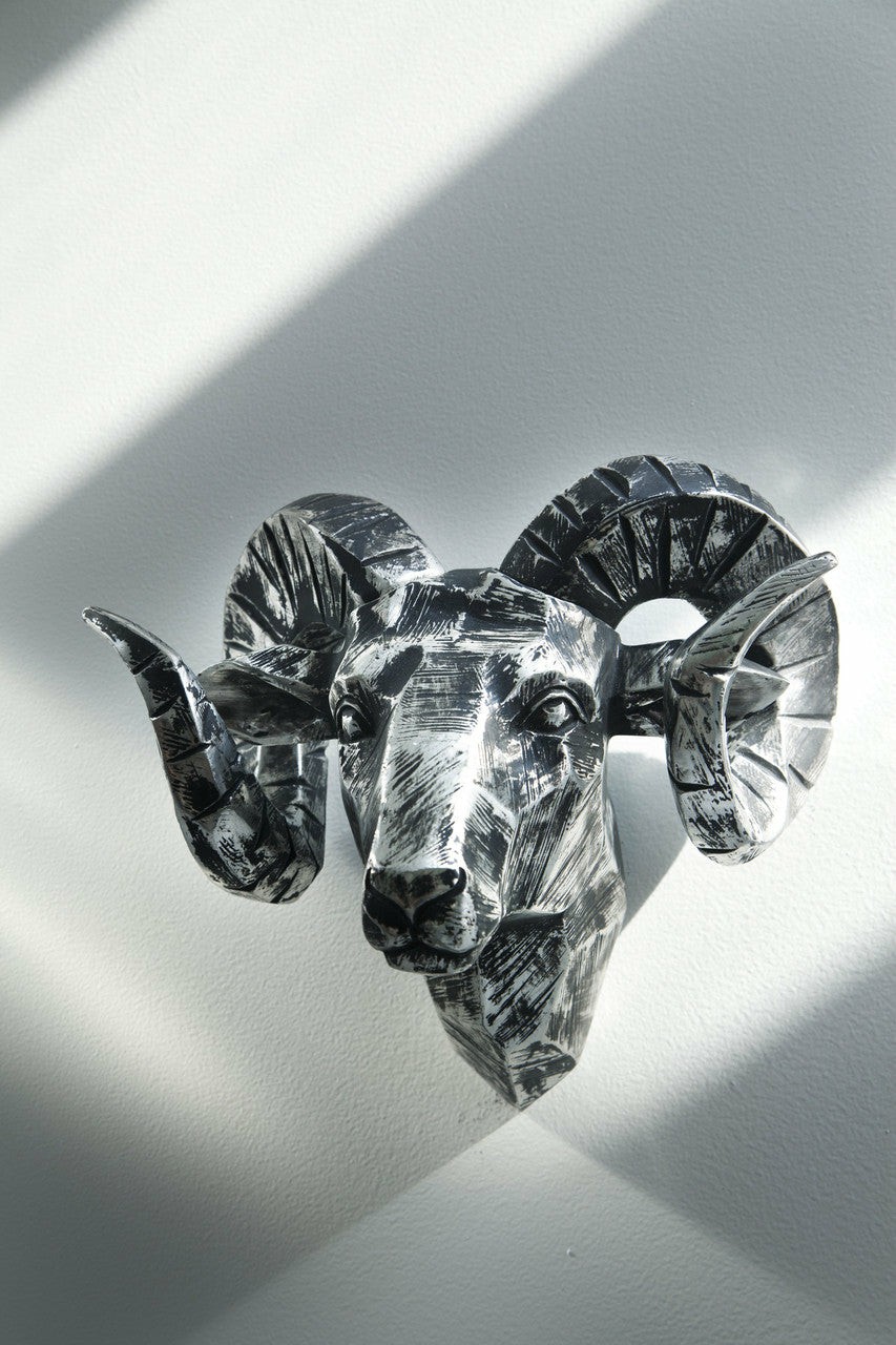 Ram Head Chrome Taxidermy