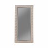 Rectangular Beveled Accent Floor Mirror With Glitter Mosaic Pattern, Silver