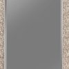 Rectangular Beveled Accent Floor Mirror With Glitter Mosaic Pattern, Silver