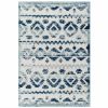 Reflect Takara Distressed Contemporary Abstract Diamond Moroccan Trellis 8X10 Indoor And Outdoor Area Rug Ivory And Blue – R-1180-810