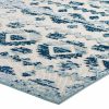 Reflect Takara Distressed Contemporary Abstract Diamond Moroccan Trellis 8X10 Indoor And Outdoor Area Rug Ivory And Blue – R-1180-810