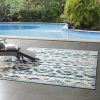 Reflect Takara Distressed Contemporary Abstract Diamond Moroccan Trellis 8X10 Indoor And Outdoor Area Rug Ivory And Blue – R-1180-810